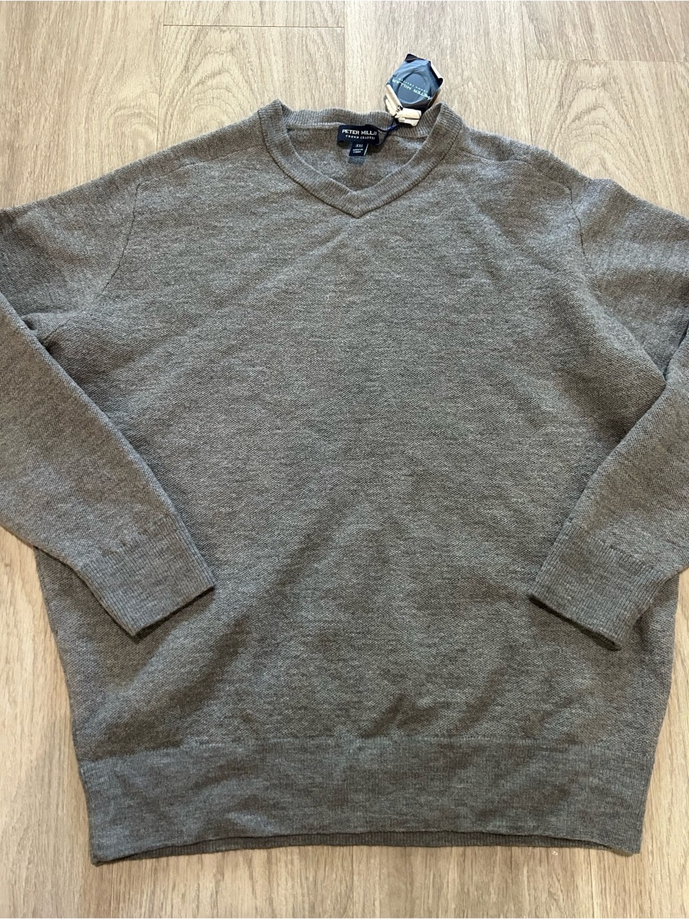 Peter Millar women’s gale gray v-neck 100% wool sweater size XXL NWT retail $275